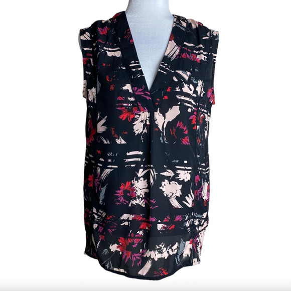 Halogen Floral Lightweight V-Neck Professional Blouse‎ Sleeveless Flattering - Picture 5 of 16